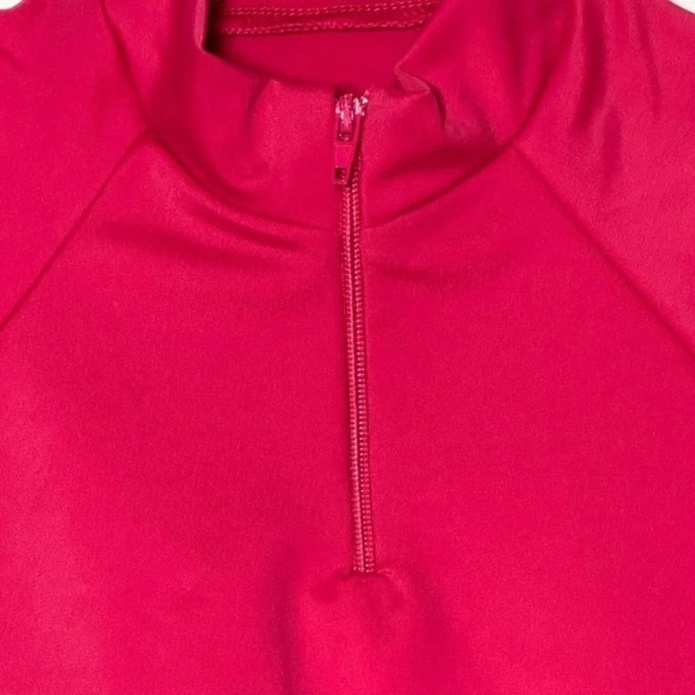 Theatricals Pink cranberry Zip Mock‎ Neck Short Sleeve Dance Crop Top CL